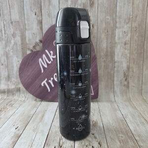 Black & White Water Bottle with Time Markers